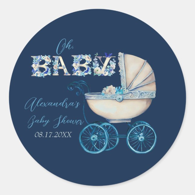 Sticker Rond Baby shower bébé de transport (Devant)