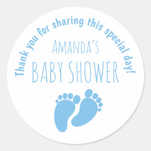 Sticker Rond Baby shower bébé garçon bleu