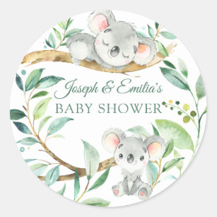 Sticker Rond Baby shower bébé Koala Ours