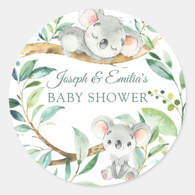 Sticker Rond Baby shower bébé Koala Ours (Devant)