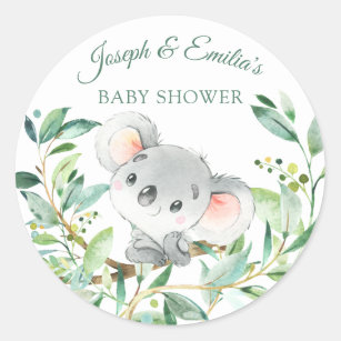 Sticker Rond Baby shower bébé Koala Ours