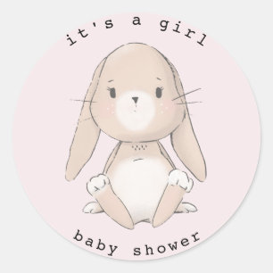 Sticker Rond baby shower bébé lapin