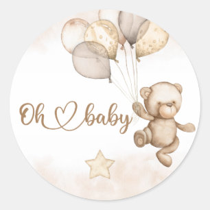 Sticker Rond Baby shower bébé ours