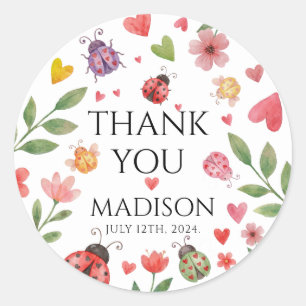 Sticker Rond Baby Shower Bébé Punaise d'Amour 