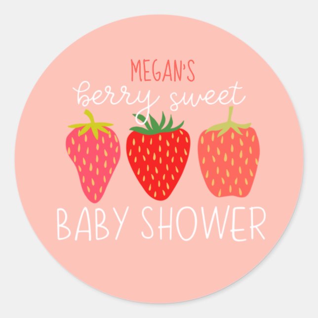 Sticker Rond Baby shower Berry Sweet Strawberry Invitation (Devant)