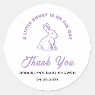 Sticker Rond Baby shower blanc violet Pâques petit lapin Cool