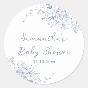 Sticker Rond Baby shower bleu