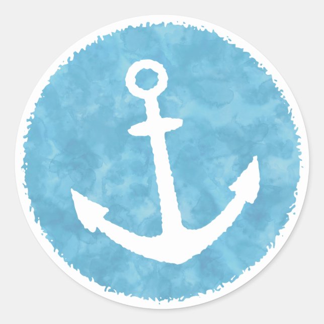 Sticker Rond Baby shower bleu Ancre nautique (Devant)