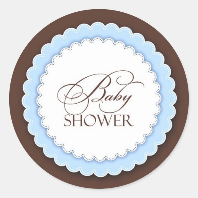 Sticker Rond Baby shower Bleu Brown (Devant)