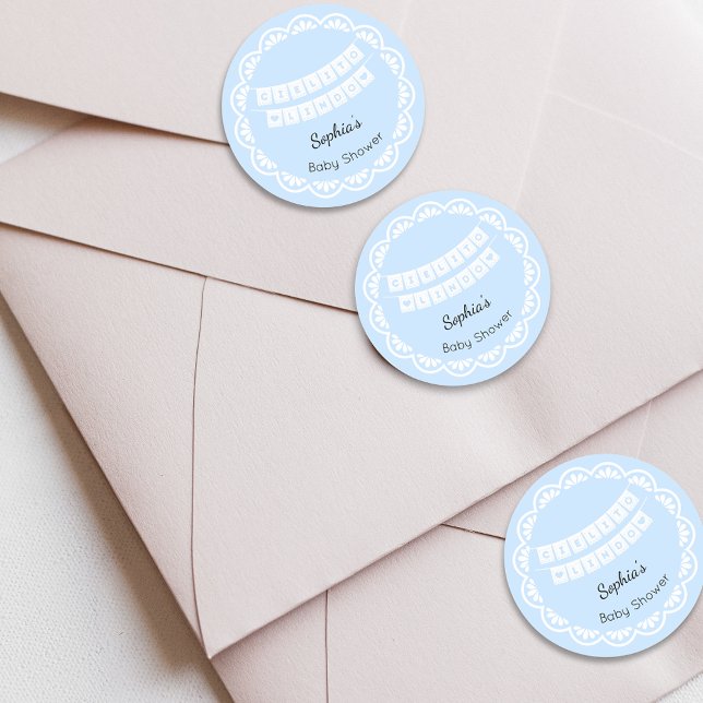 Sticker Rond Baby shower bleu Cielito Lindo (Créateur téléchargé)