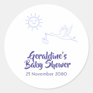 Sticker Rond Baby shower bleu personnalisé mignon
