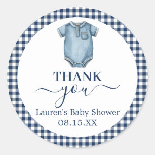 Sticker rond Baby shower Blue Jeans