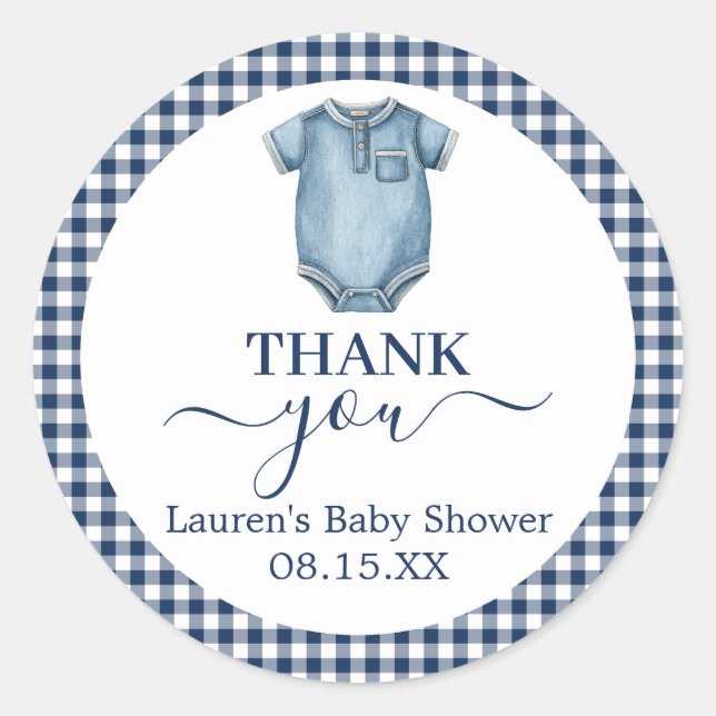 Sticker rond Baby shower Blue Jeans (Devant)