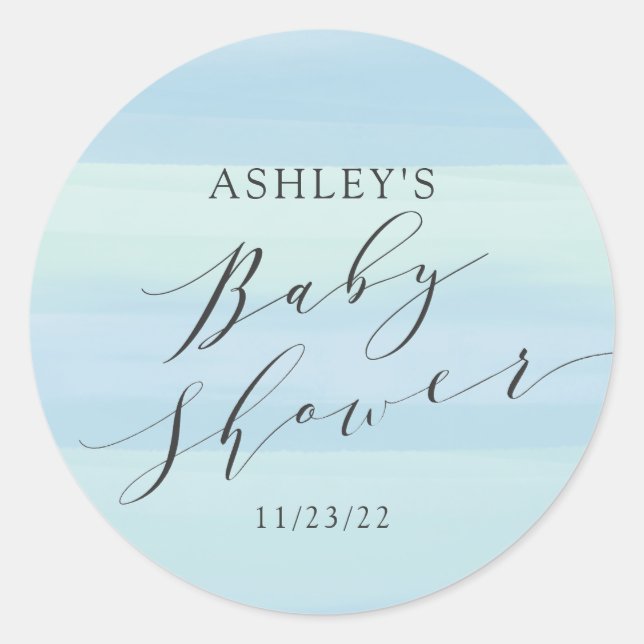 Sticker Rond Baby shower Blue Stripes (Devant)
