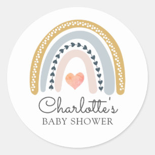 Sticker Rond Baby Shower Bohème Arc-en-ciel