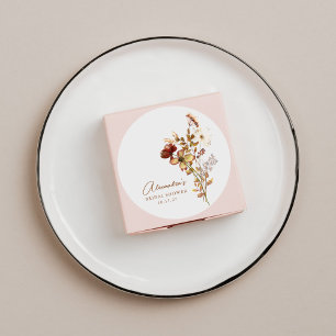 Sticker Rond Baby Shower Bohème Rustique Nature Botanique