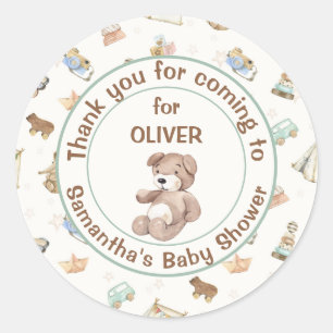 Sticker Rond Baby shower Boho Crème Lumière Favoriser