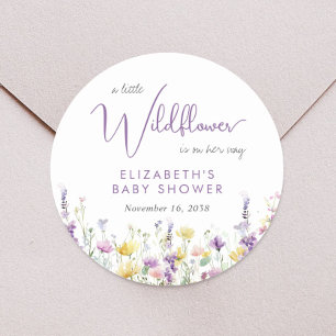 Sticker Rond Baby shower Boho Fleur sauvage Watercolor