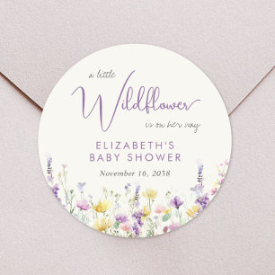 Sticker Rond Baby shower Boho Fleur sauvage Watercolor