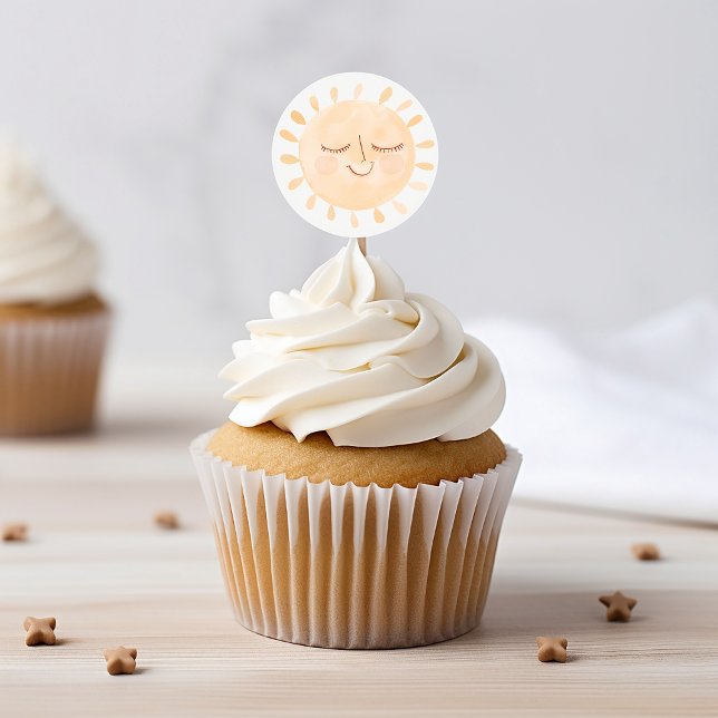 Sticker Rond Baby shower Boho Little Sun & Rainbow (Cute Little Sun & Rainbow Boho Baby Shower Classic Round Sticker)