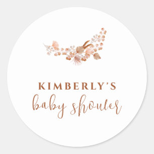 Sticker Rond Baby shower Boho Simple Petit Fleur sauvage
