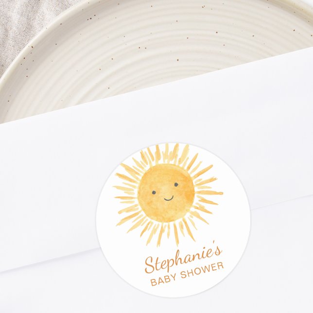 Sticker Rond Baby shower Boho Sunshine (Créateur téléchargé)