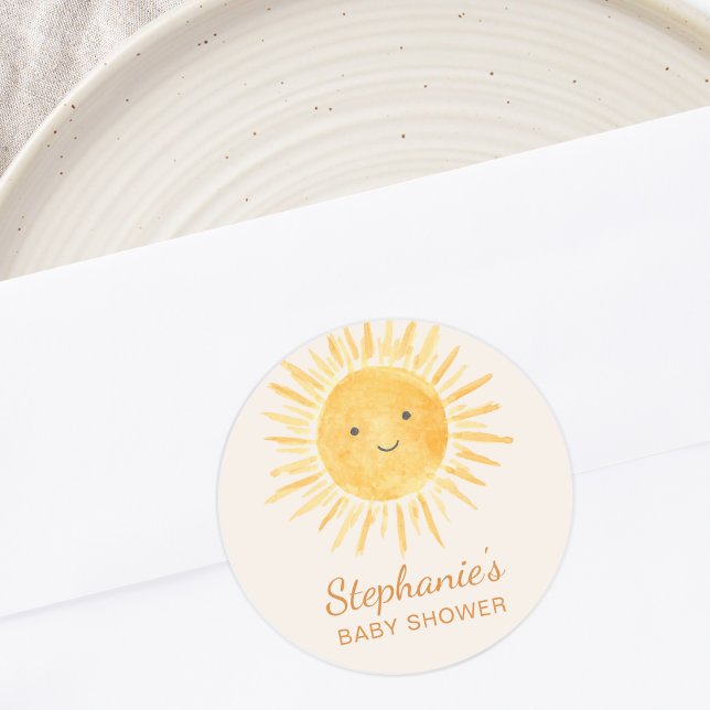 Sticker Rond Baby shower Boho Sunshine (Créateur téléchargé)