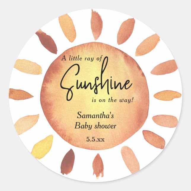 Sticker Rond Baby shower Boho Sunshine (Devant)