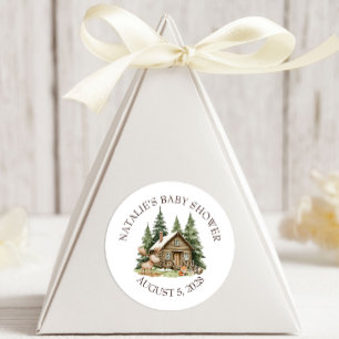 Sticker Rond Baby shower Boho Woodland Animaux