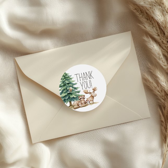 Sticker Rond Baby shower Boho Woodland Animaux (Créateur téléchargé)