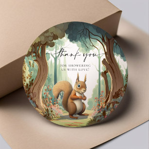 Sticker Rond Baby-Shower Bois Écureuil