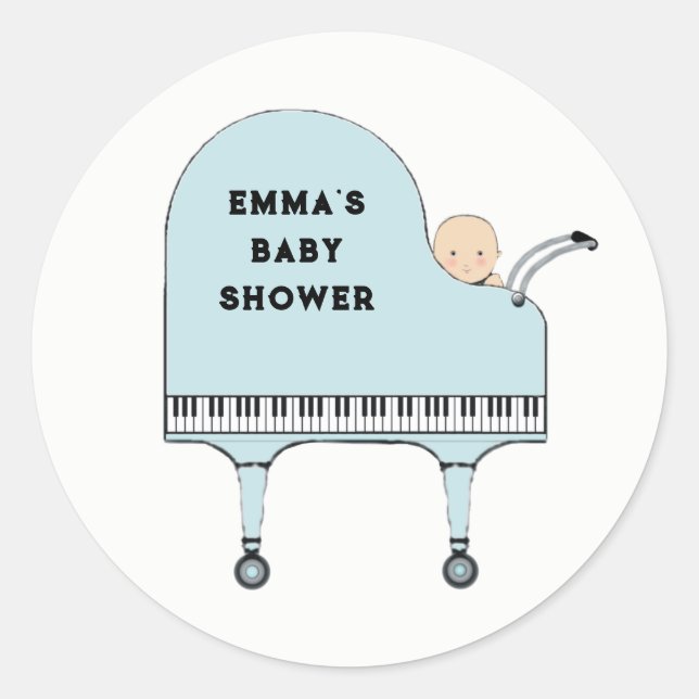 Sticker Rond Baby shower Boy Music Thème (Devant)