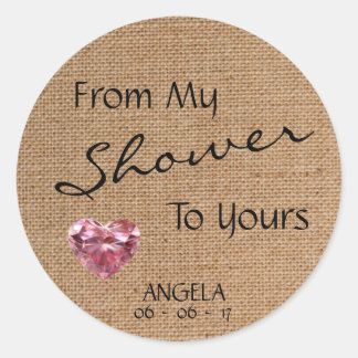 Sticker Rond baby shower Burlap