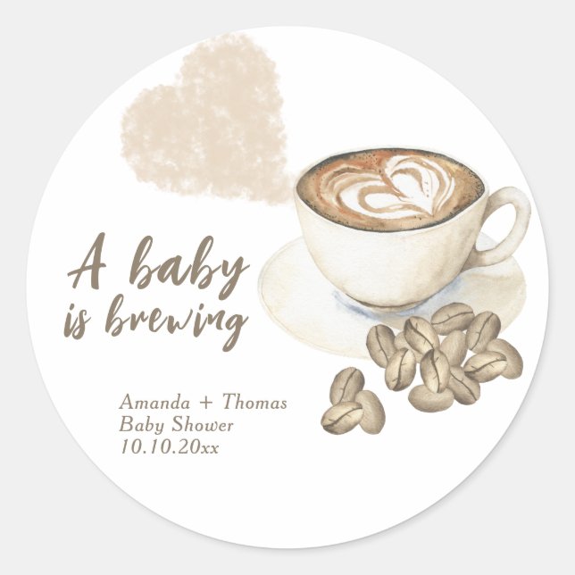 Sticker Rond Baby shower café (Devant)