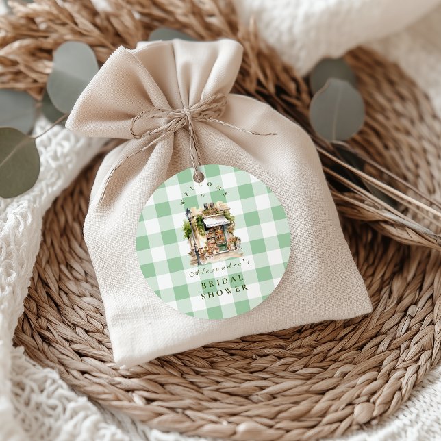 Sticker Rond Baby Shower Café Vert Français (Créateur téléchargé)