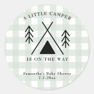 Sticker Rond Baby shower camping