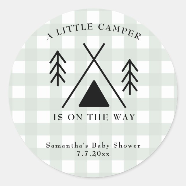 Sticker Rond Baby shower camping (Devant)