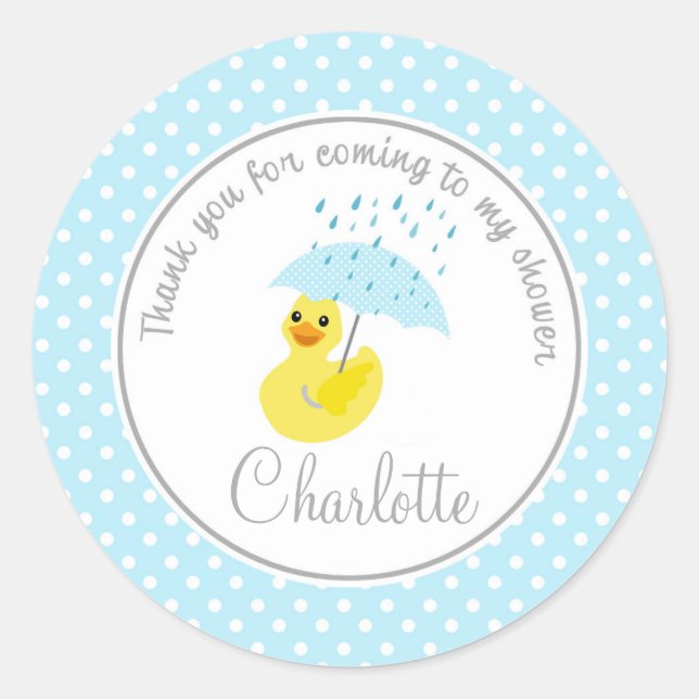 Sticker Rond Baby shower canard 2pouces merci cercle (Devant)