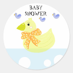 Sticker Rond Baby Shower Canard Jaune