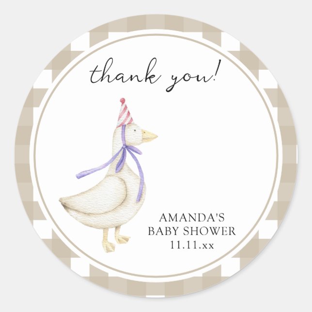Sticker Rond Baby-Shower Canard Ridicule  (Devant)