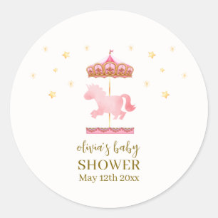 Sticker Rond Baby shower Carnaval Elégant en or rose
