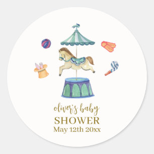 Sticker Rond Baby shower carnavalesque rétro Vintage