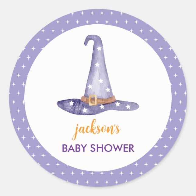 Sticker Rond Baby shower Casquette de  de Sorcière Little Boo (Devant)
