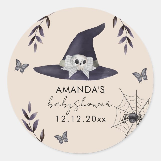 Sticker Rond Baby shower Casquette Neutral Simple Little Boo Wi (Devant)