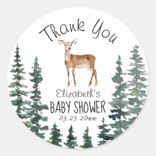 Sticker Rond Baby shower cerf Merci