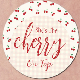Sticker Rond Baby shower cerises