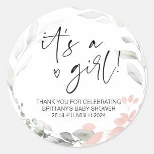 Sticker Rond Baby shower c'est une mère de fille qui fait la fê