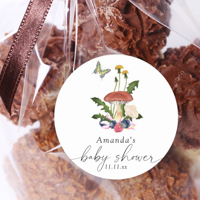 Sticker Rond Baby shower champignons (Créateur téléchargé)