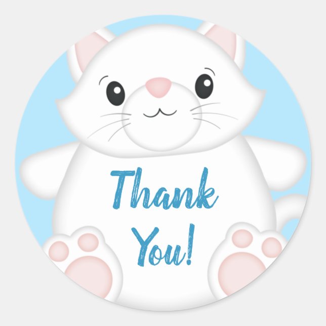 Sticker Rond Baby shower chat Kitty Blue (Devant)
