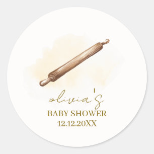 Sticker Rond Baby shower Chef pâtissier minimaliste neutre